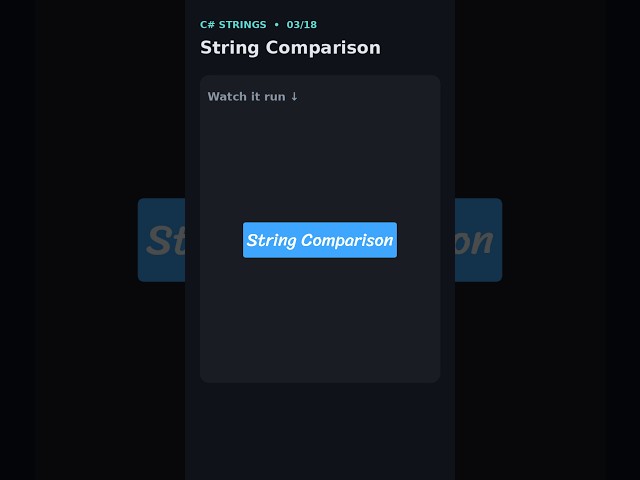 String Comparison == vs Equals() in C# — Which One?! 🤔 #Shorts
