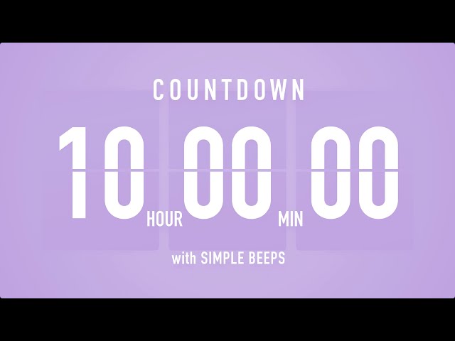 10 Hour Countdown Timer ⏳ Flip Clock with Bell Alerts 💜🔔