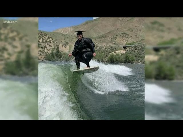 CWI graduate celebrates her accomplishment by surfing at Lucky Peak