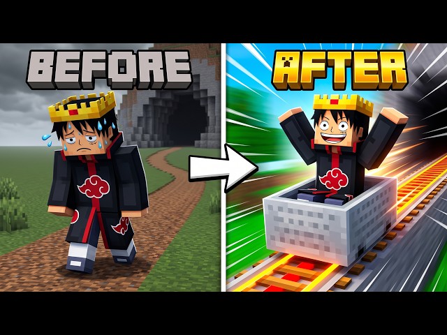 Walking is HARD 😫, SO BUILD A FAST RAIL SYSTEM in "Minecraft"  🚂⚡