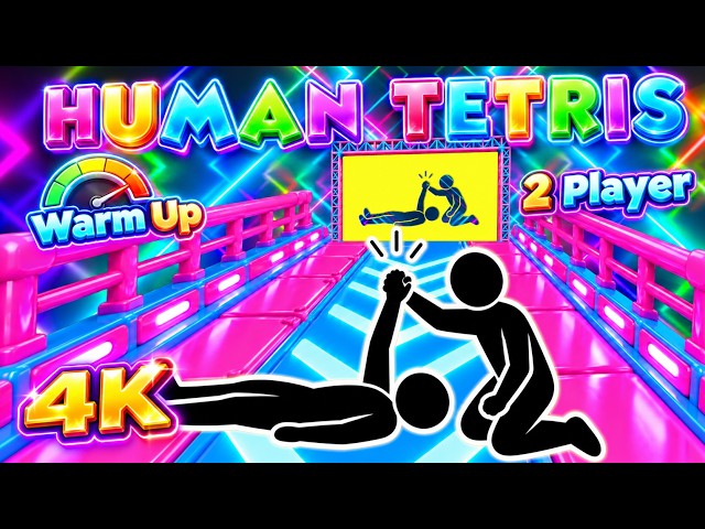 HUMAN TETRIS 2 Player |😭 Nobody Survives All 3 Minutes ⏳| 4K Immersive Interactive Warm-Up