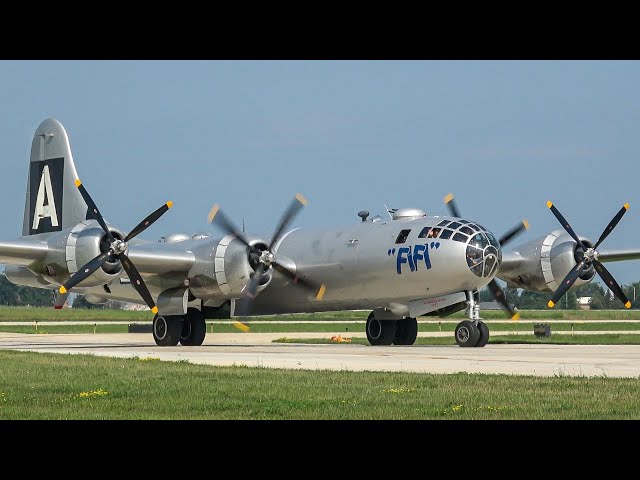 B-29 Superfortress "FIFI" Engine Start, Takeoff & Landing