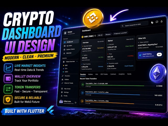 Crypto & Finance Dashboard Tutorial In Flutter | Glassmorphism UI & Responsive Layout