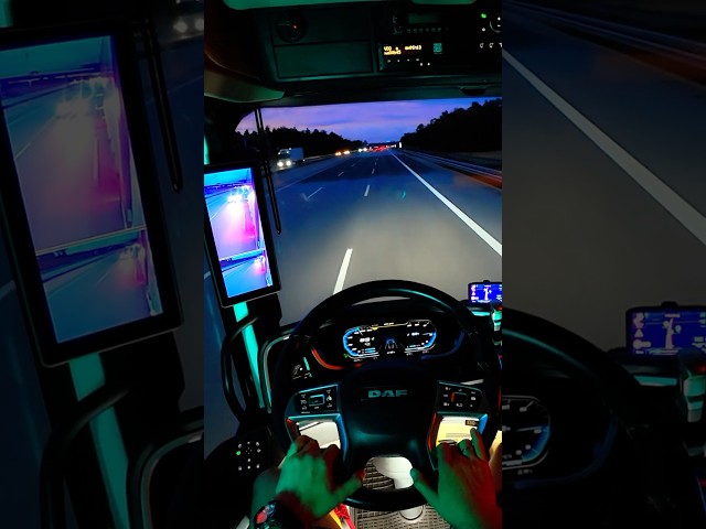 Night driving in a truck is very interesting and beautiful, a calm and positive time POV Nikotimer