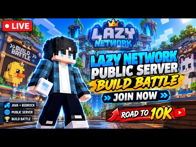 LIVE: Minecraft Build Battle on Lazy Network! DAY - 106| Road to 10K 🚀 #minecraftlive #shortslivefe