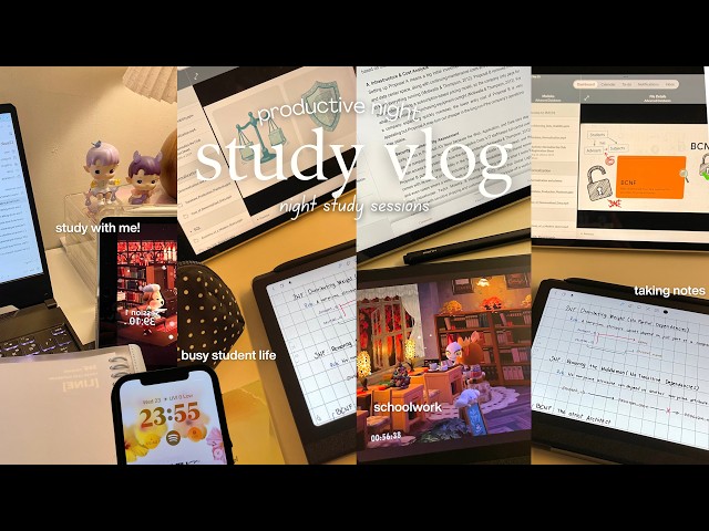 STUDY DIARIES📝: lots of studying & note-taking, schoolwork, productive night study sessions🙇🏻‍♀️💭