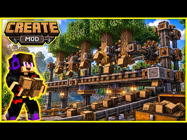I Built an AUTOMATIC WOOD FARM in Minecraft Create Mod! 🌳⚙️
