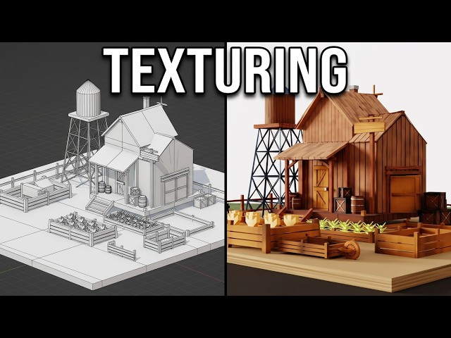 Low Poly Farmhouse Materials & Texturing in Blender #3