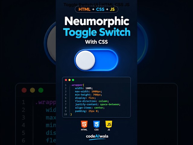 #coding #developer  Neumorphic Toggle Switch UI | HTML & CSS | Amazing Toggle Animation #javascript