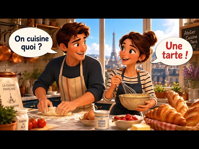 10 French Conversations for Beginners🇫🇷 | Cooking Class in Paris (A1–A2)