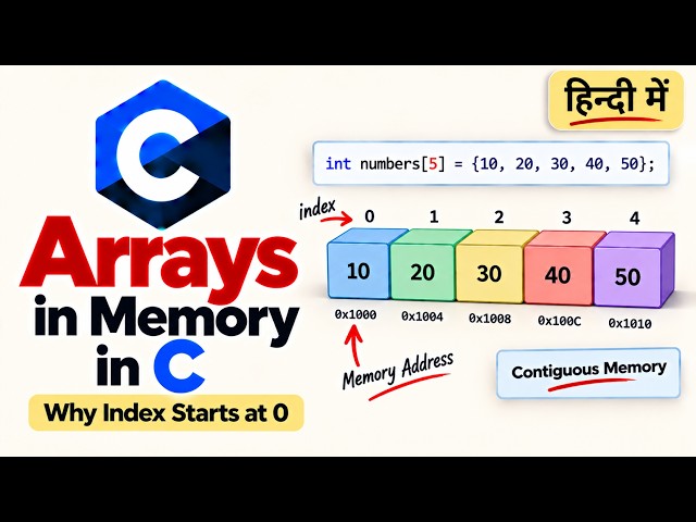 How Arrays Are Stored in Memory in C | Why Array Index Starts at 0 ? Explained in Hindi