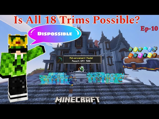 500 Days I Collected EVERY Armor Trim in Minecraft ,Then Made 16 Armor Sets! (Hindi Gameplay Ep-10).