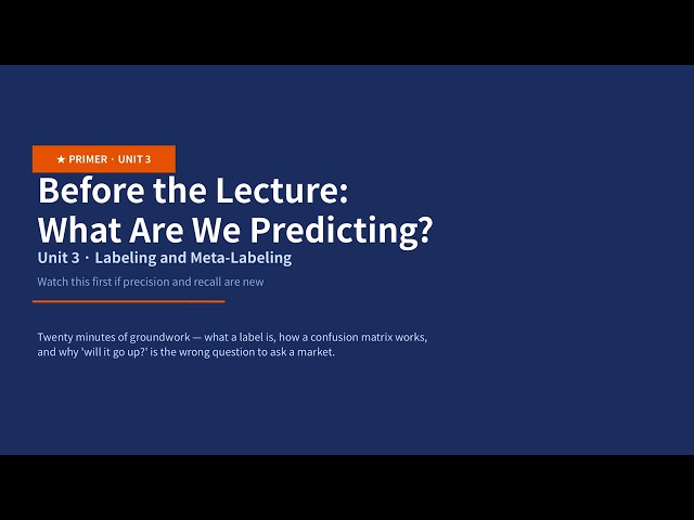 Financial Machine Learning Week 3 Primer — What Are We Predicting? | Yonsei University