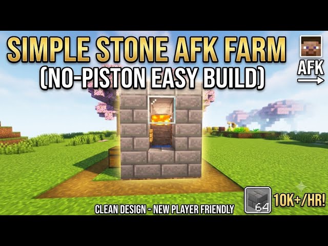 EASY AFK Stone Farm Tutorial in Minecraft 1.21! (No Redstone)
