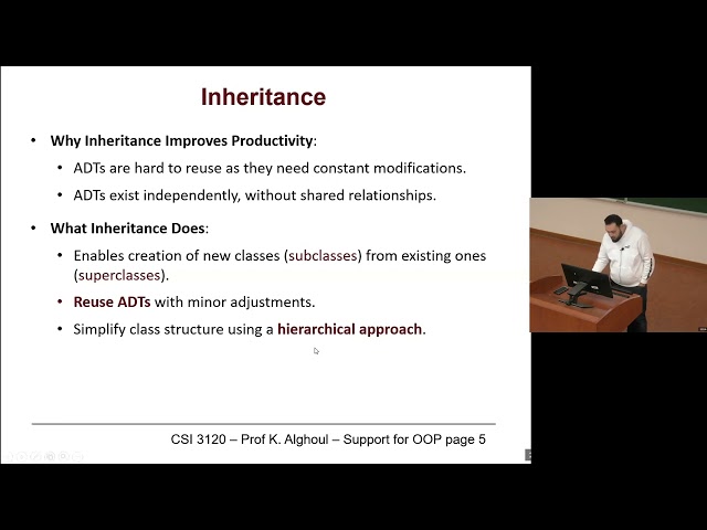 CSI3120 - 18 - Support for Object Oriented Programming - Concepts of Programming Languages