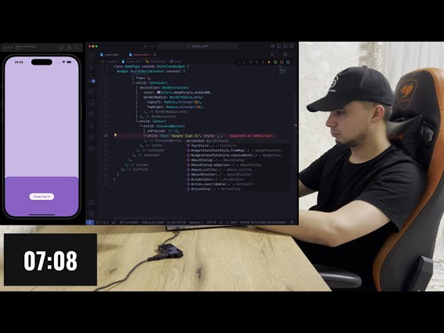 study with me | code with me | Connect Flutter with Firebase | 10 min real time | no talking