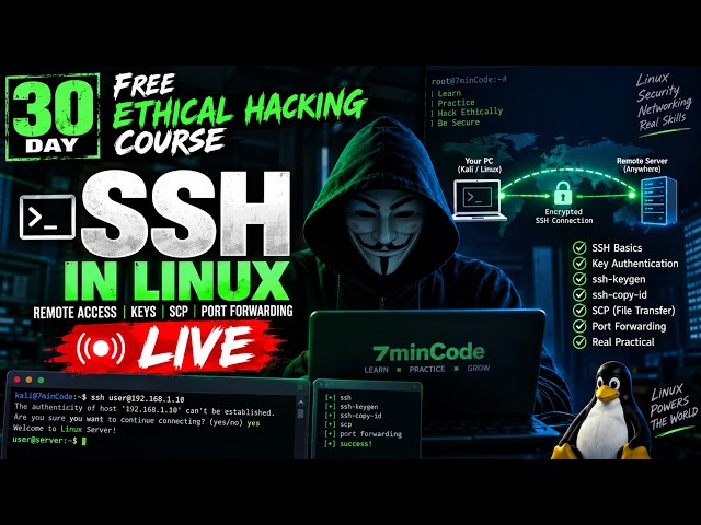 🔴 LIVE: MASTER SSH IN LINUX 🔥 | SSH Keys + SCP + Port Forwarding | Complete Practical | Hindi