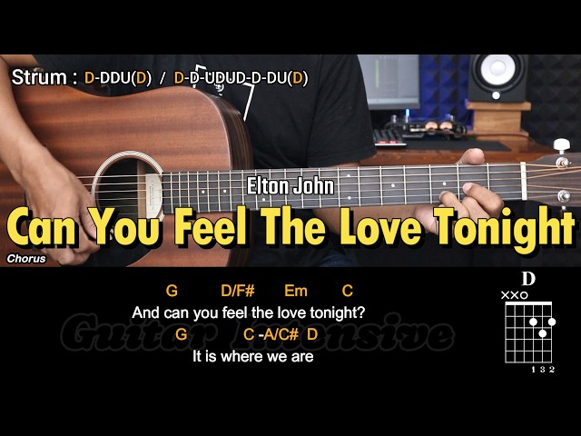 Can You Feel The Love Tonight - Elton John | EASY Guitar Tutorial with Chords - Guitar Lessons