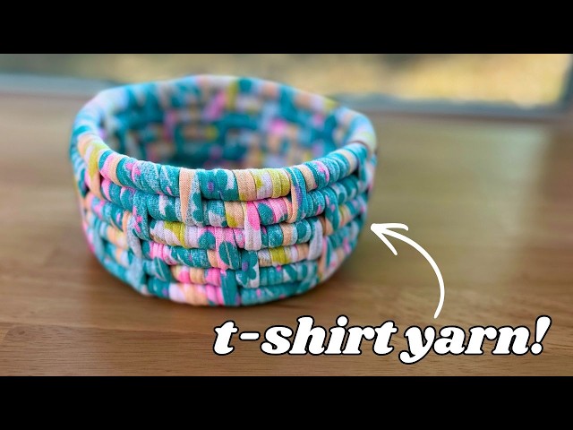 Easy T-Shirt Yarn Coiled Basket Weaving Tutorial