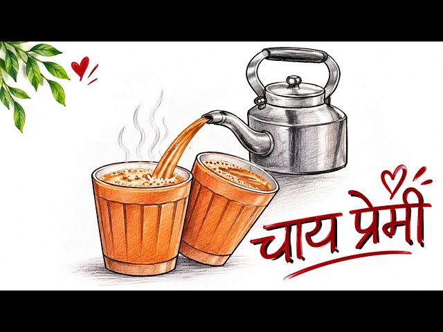 Chai Drawing ☕| Beautiful Tea Sketch | Chai Lovers Artwork | Step by Step Drawing #Shorts#chai #art 