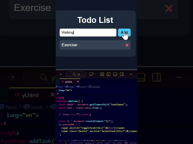 Todo App using HTML CSS & JavaScript