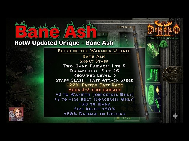 D2R RotW Updated Uniques - Bane Ash (Short Staff)