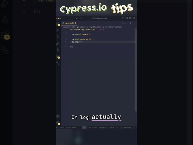 Cypress Log Command: Formatting E2E Tests! #shorts