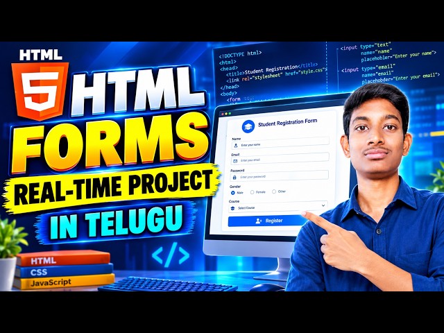 HTML Forms Project in Telugu 🔥 | Student Registration Form Using HTML | HTML Tutorial