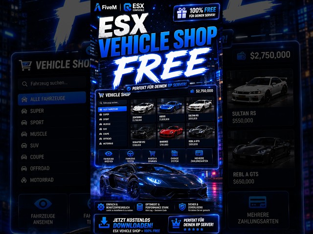 FiveM ESX Best Vehicle Shop FREE