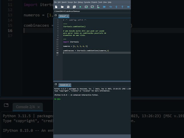 Python -  Itertools combination  #programação #desenvolvedores #pythonlanguage #estruturadedados