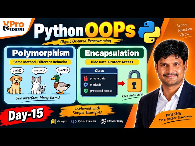 Day-15 | Python OOPs | Polymorphism & Encapsulation Explained with Examples