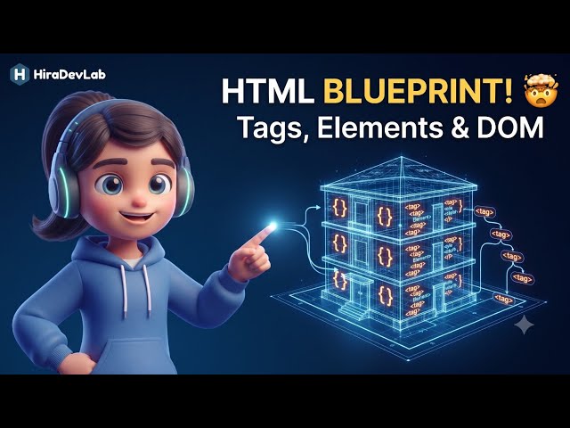 HTML Blueprint: Structure, Tags, Elements & DOM Visualized 🏢✨ #HiraDevLab