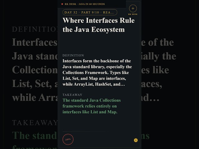 Day 32 Pt 9/10: Where Interfaces Rule the Java Ecosystem #Shorts