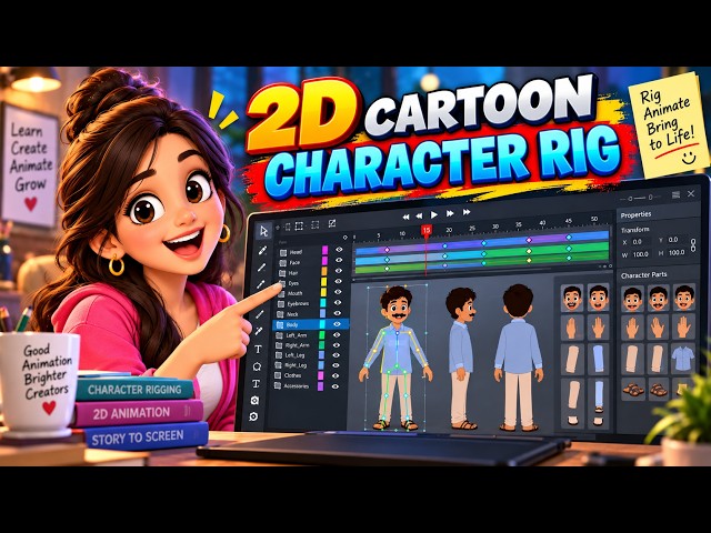 How to Rig a 2D Cartoon Character | Step-by-Step Tutorial | Learn Animation Hindi