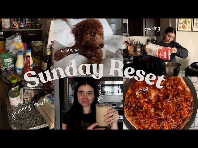 Sunday Reset Routine 🌱 cleaning, cooking, and grocery haul