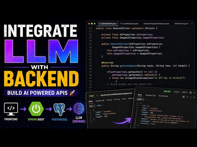 🚀 How to Integrate LLM with Backend | Spring Boot + PostgreSQL + Gemini AI  2026