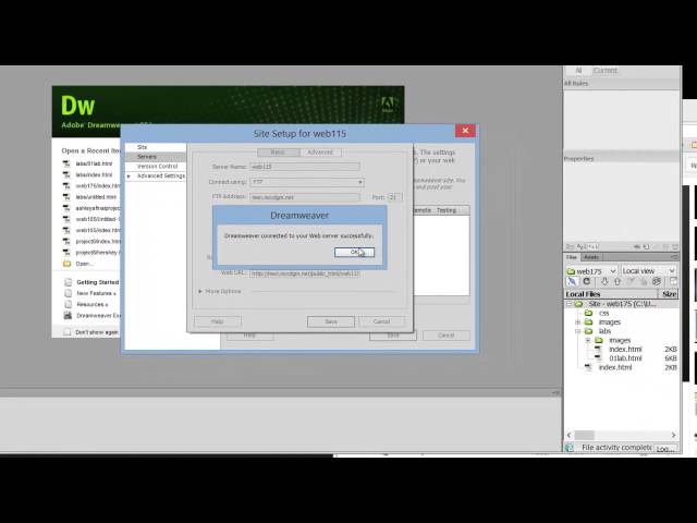 HTML & CSS - Lectue 2 - setting up dreamweaver for class