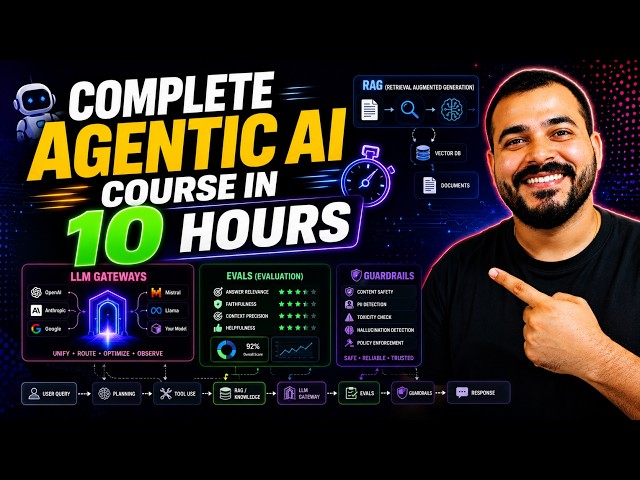 Complete Agentic AI Course In 10 Hours- Langchain, Langgraph, RAG,Vectorless RAG, Guardrails,Evals