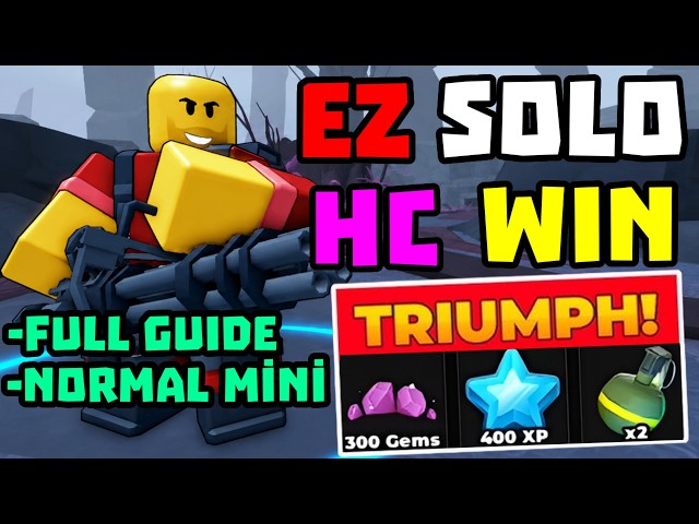 SOLO Hardcore Triumph with Normal Minigunner + Full Guide | TDS Tower Defense Simulator
