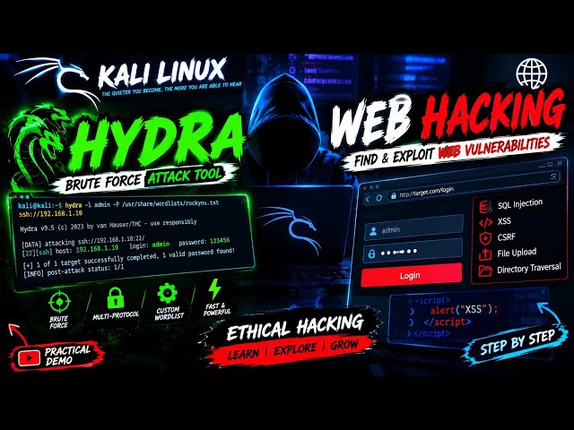 HYDRA + WEB HACKING 🔥 | Kali Linux Ethical Hacking Tutorial | Cyber Security