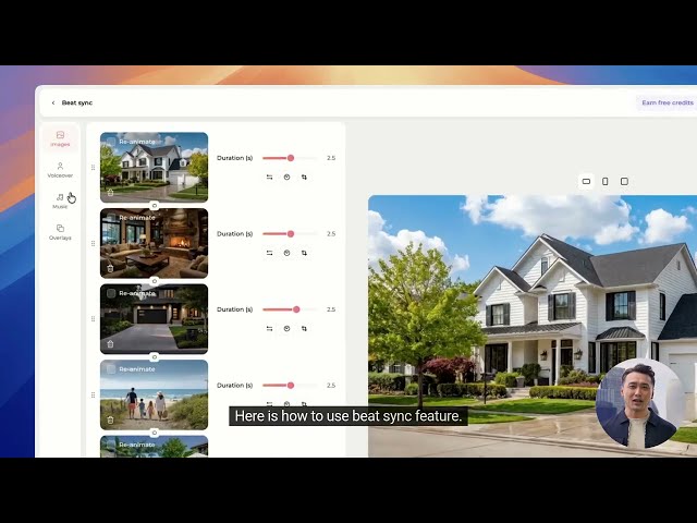 Real estate video editing in Amplifiles: Sync clips to the beat 🎵