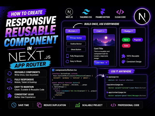How to Create Reusable Components in NextJS — Step-by-Step Tutorial | Obaid Official