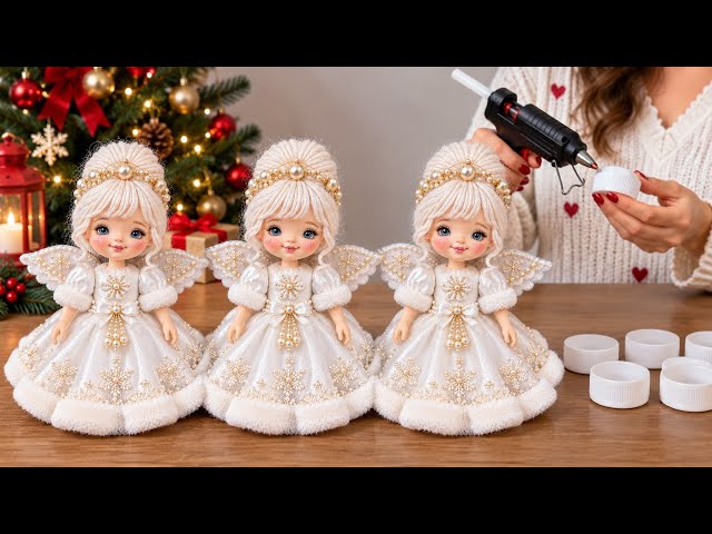I Made These Dreamy Christmas Angels with Bottle Caps! 🎄👼 Easy & Beautiful Recycled Craft