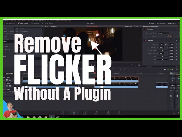 Davinci Resolve  15 Tutorials episode 21 "FLICKER NO PLUGIN"