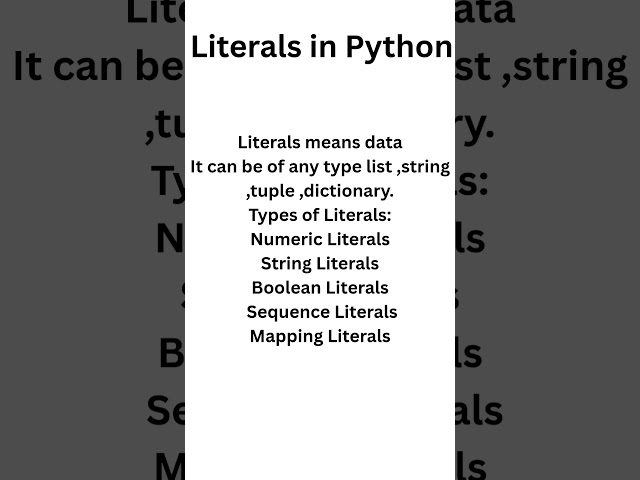 Literals in python