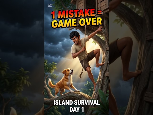 Island Survival Day 1 — Boy and Dog Build a Treehouse to Survive! 🌴🐶 (AI Animation)" #shorts #new