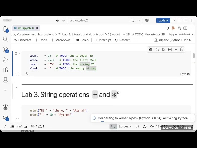 Python Session 2 Lab: Data Types and Expressions