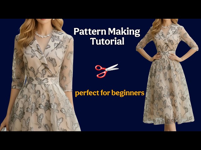 Drafting an Elegant Shawl Collar Midi Dress | Perfect Pattern for Beginners & All Sizes