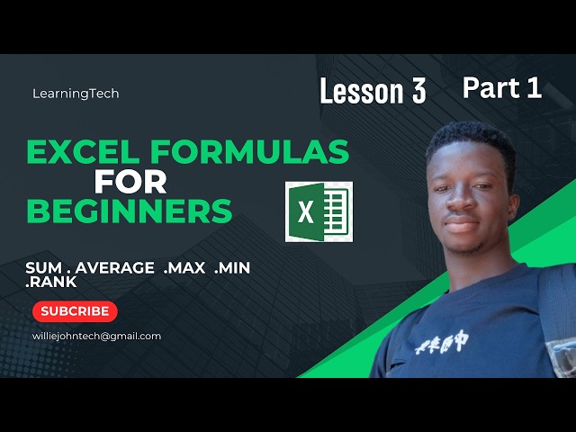 Excel Formulas for Beginners | SUM, AVERAGE, MAX , MIN & RANK | Lesson 3-Part 1