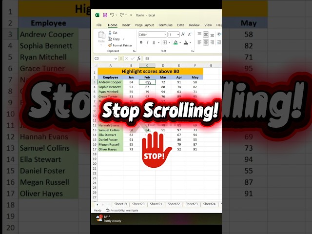 Stop Scrolling! Give me just 30 seconds and I will teach you an important trick of Excel. #xcelin